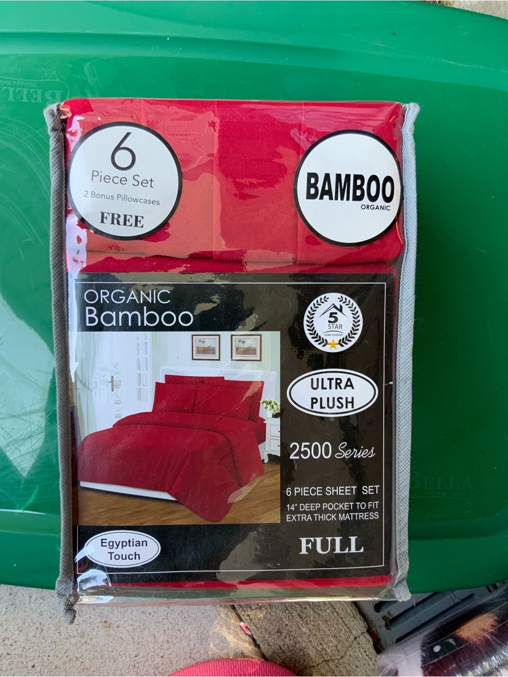 BAMBOO Organic Ultra Plush Red 6-Piece Sheet Set - Full